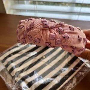 SOLD Lele sadoughi knotted headband Pink splattered canvas